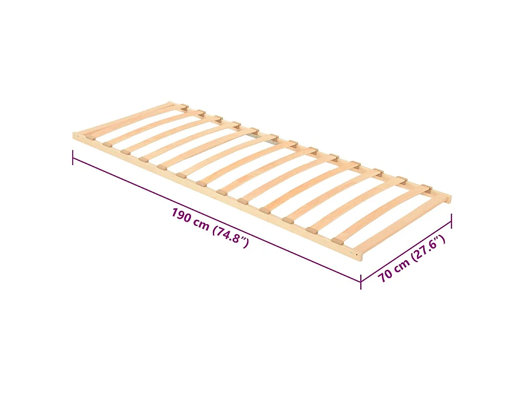 Base a doghe Marrone 70 x 190 cm Legno massello di faggio