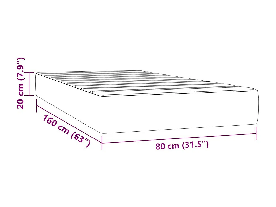 Matelas à ressorts ensachés pour enfants fermeté moyenne 80x160 cm similicuir