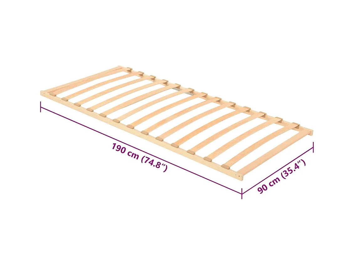 Base a doghe Marrone 90 x 190 cm Legno massello di faggio