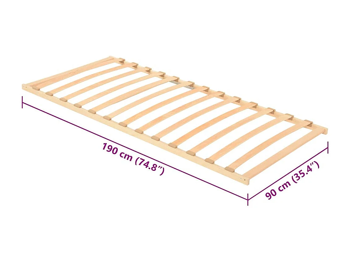 Base a doghe Marrone 90 x 190 cm Legno massello di faggio