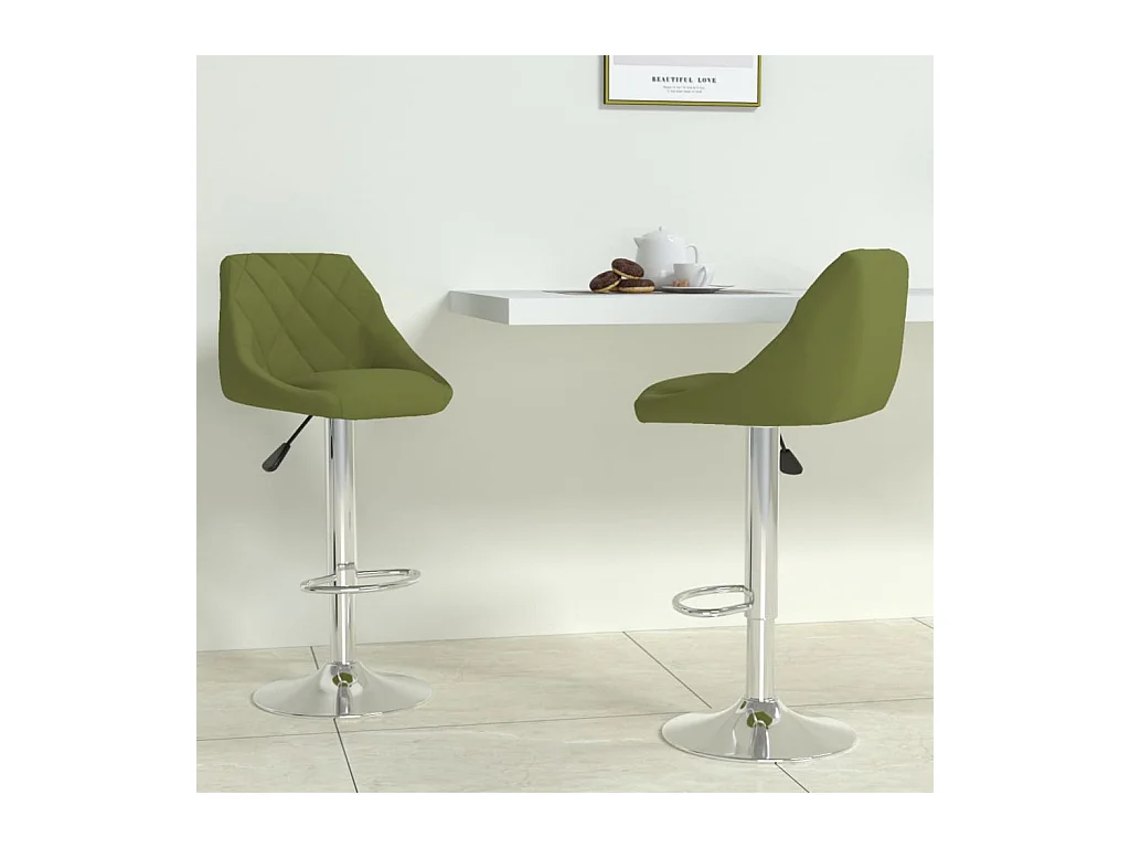 Tabourets de bar lot de 2 vert clair velours