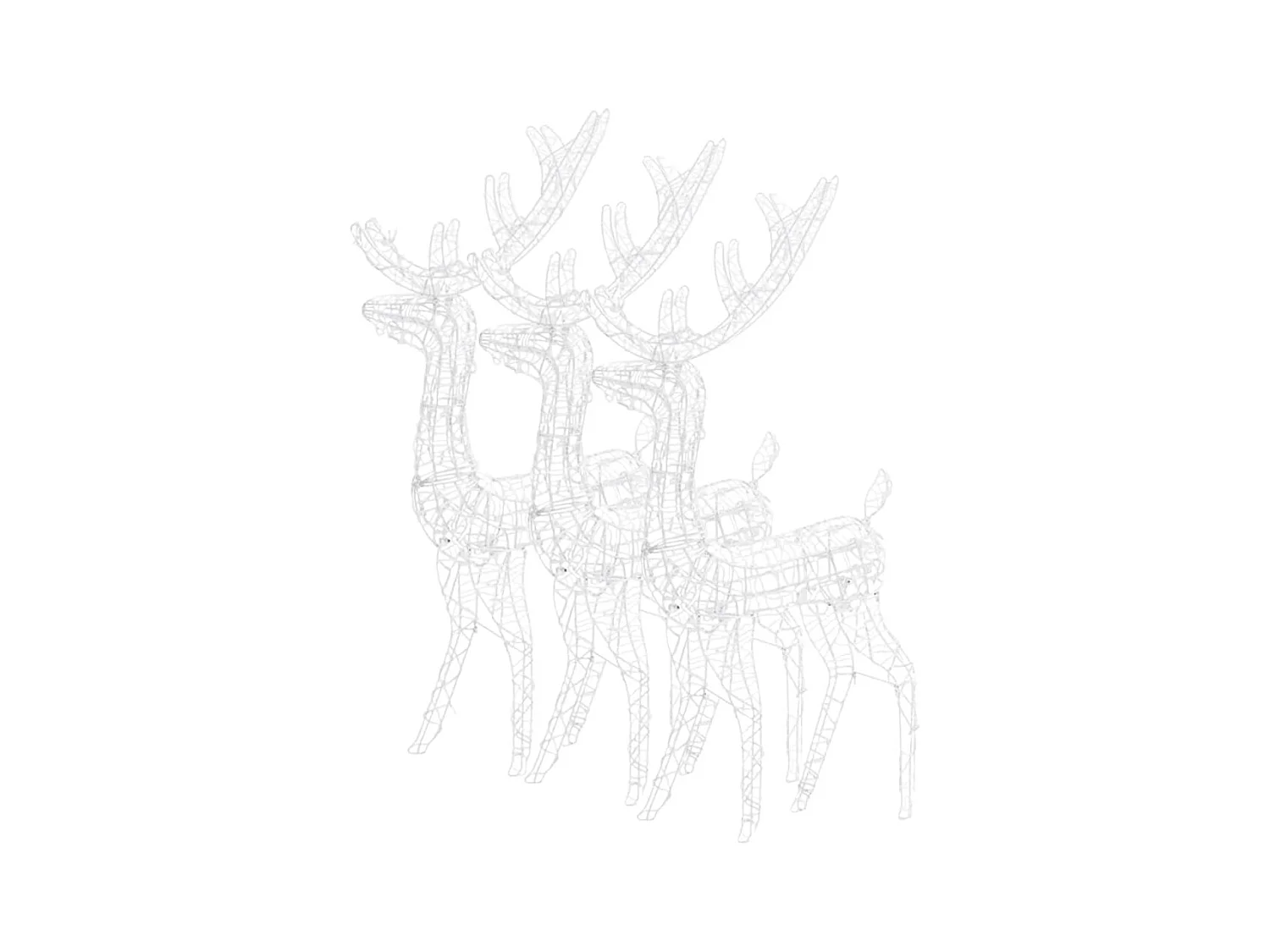 Decorazioni Natalizie Renne in Acrilico 3pz 120cm Bianco Freddo