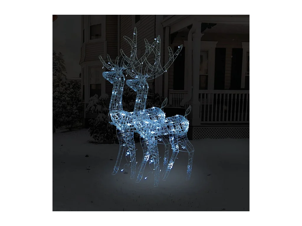 Décorations de Noël de renne Acrylique 2 pcs 120 cm Blanc froid