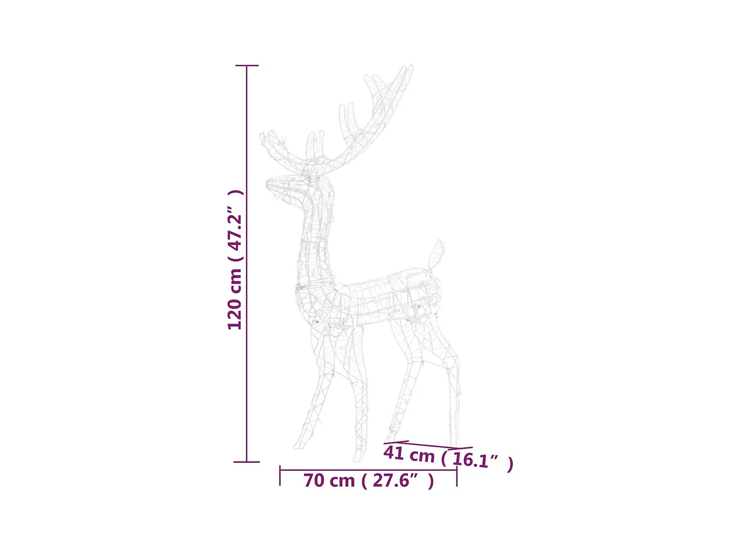 Décorations de Noël de renne Acrylique 2 pcs 120 cm Blanc froid