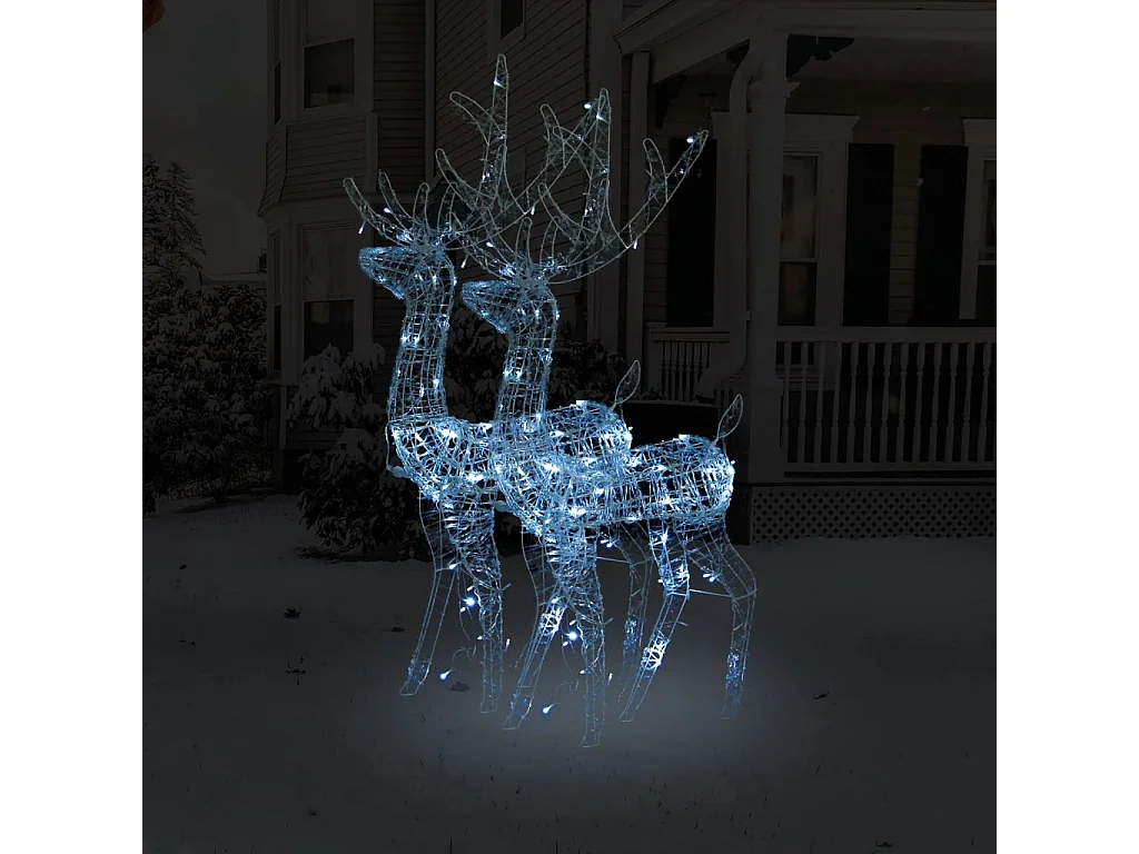 Décorations de Noël de renne Acrylique 2 pcs 120 cm Blanc froid