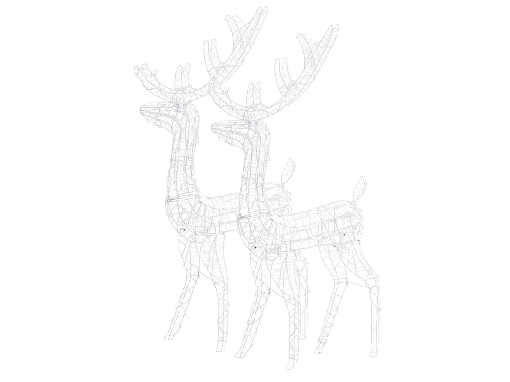 Adorno de renos de Navidad acrílico 2 uds blanco frío 128 cm