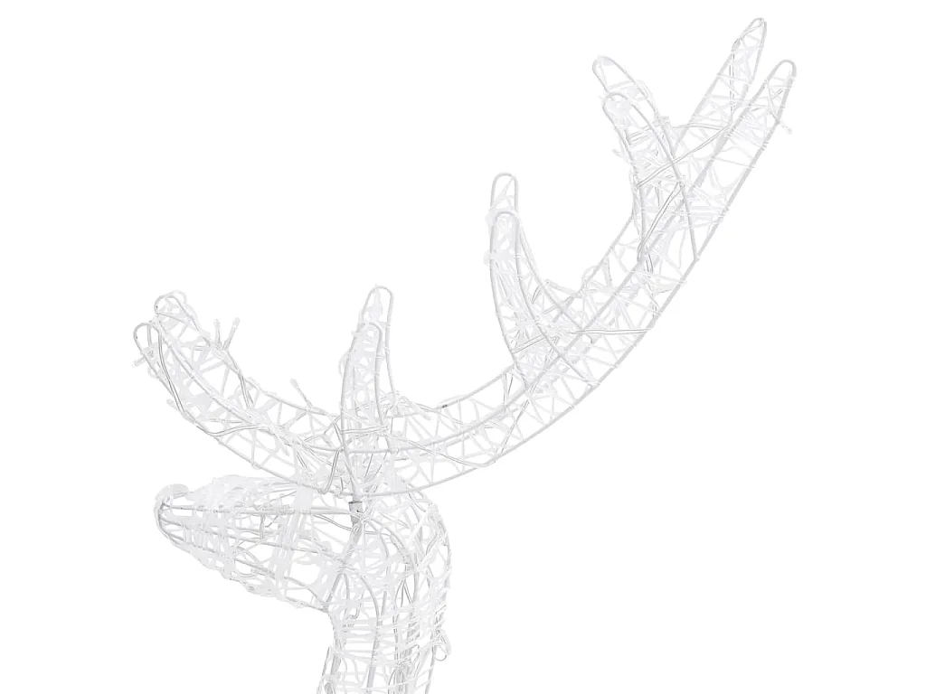 Adorno de renos de Navidad acrílico 2 uds blanco frío 128 cm
