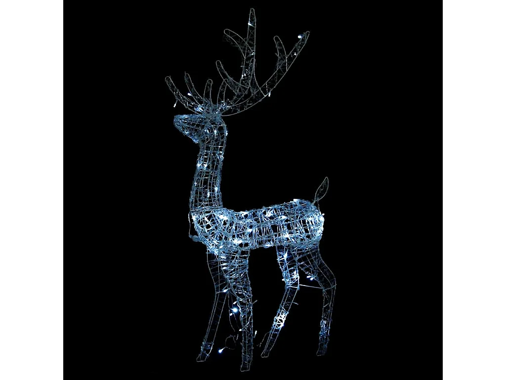 Adorno de renos de Navidad acrílico 2 uds blanco frío 128 cm
