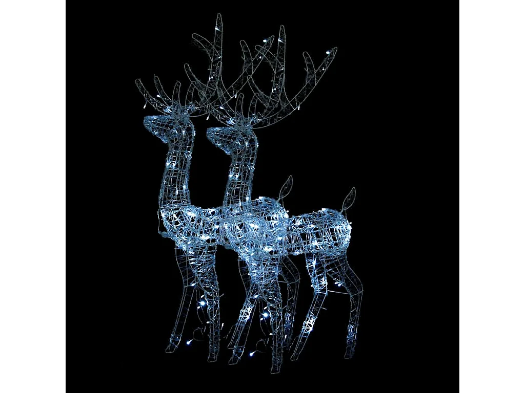 Adorno de renos de Navidad acrílico 2 uds blanco frío 128 cm