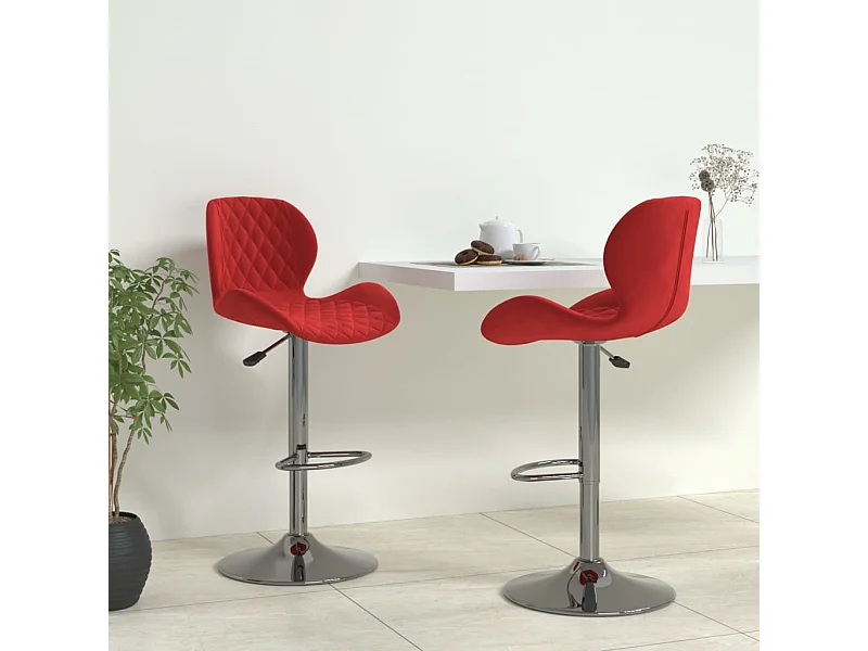 Barhocker 2 Stk. Weinrot Samt