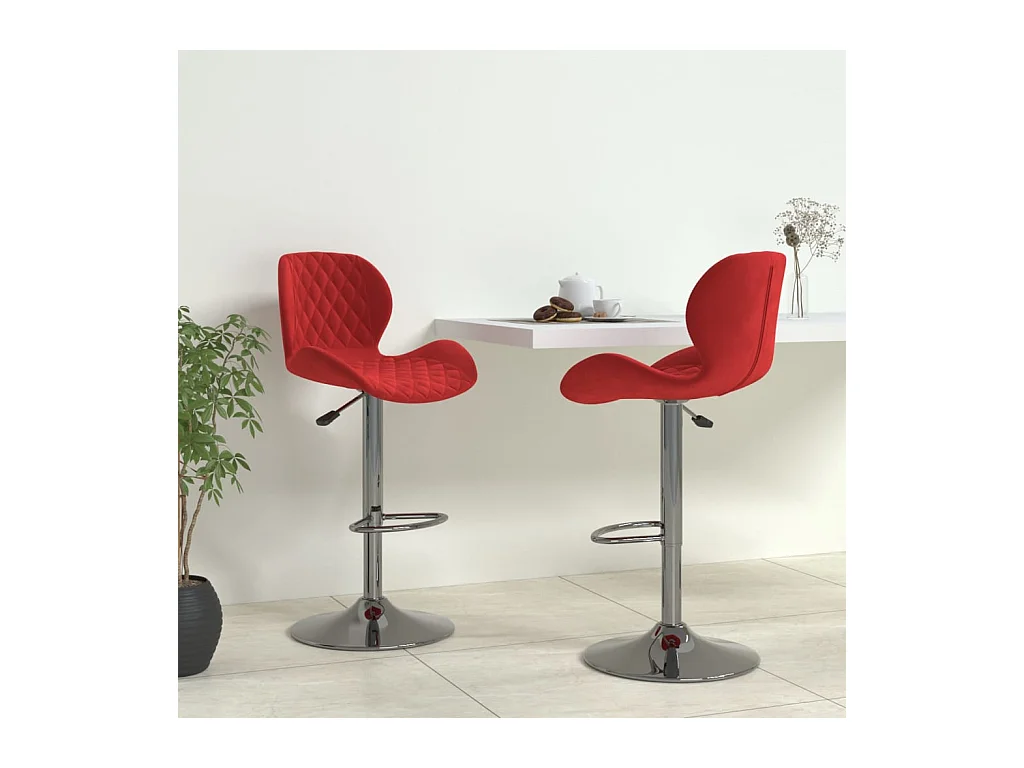 Tabourets de bar lot de 2 rouge bordeaux velours
