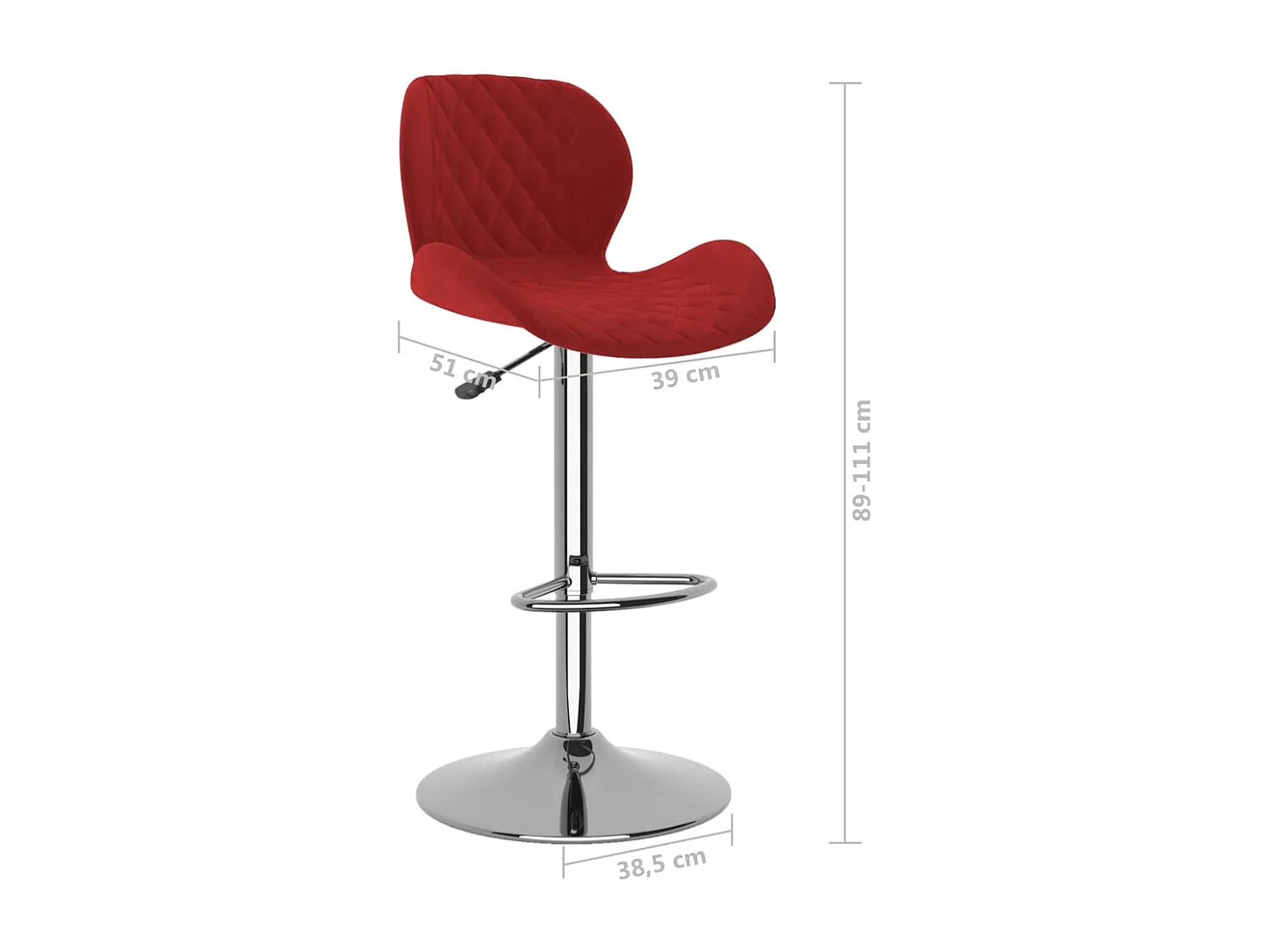 Tabourets de bar lot de 2 rouge bordeaux velours