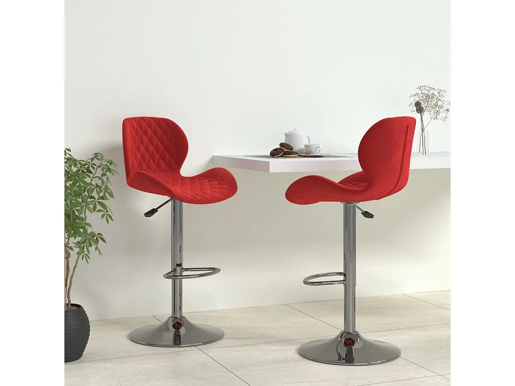 Barkrukken 2 st fluweel wijnrood