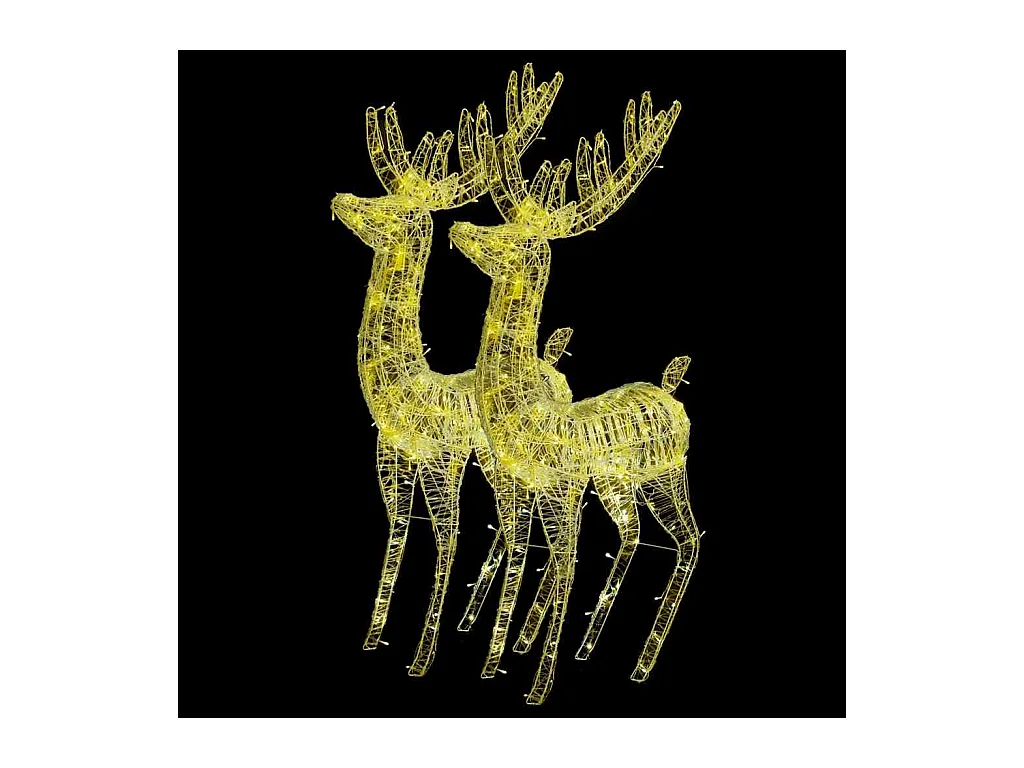 Rennes de Noël XXL Acrylique 250 LED 2 pcs 180 cm Blanc chaud