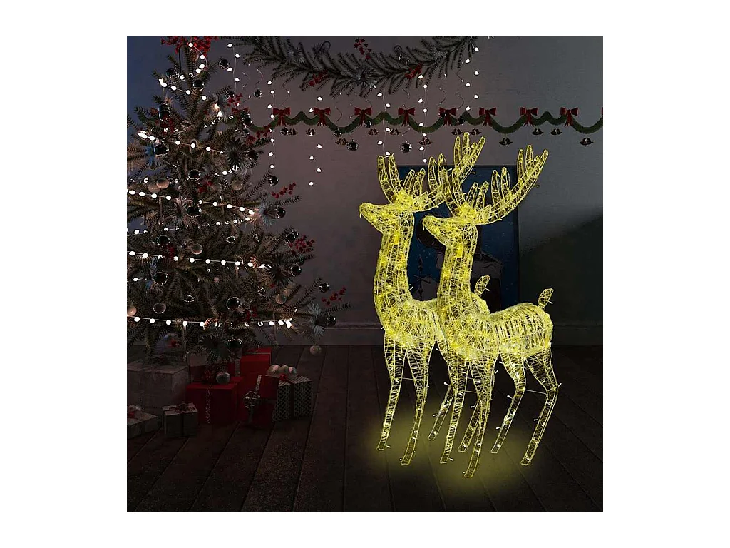 Rennes de Noël XXL Acrylique 250 LED 2 pcs 180 cm Blanc chaud