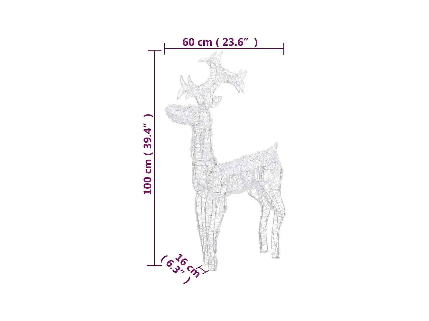 Décorations de Noël de renne 2 pcs 60x16x100 cm Acrylique