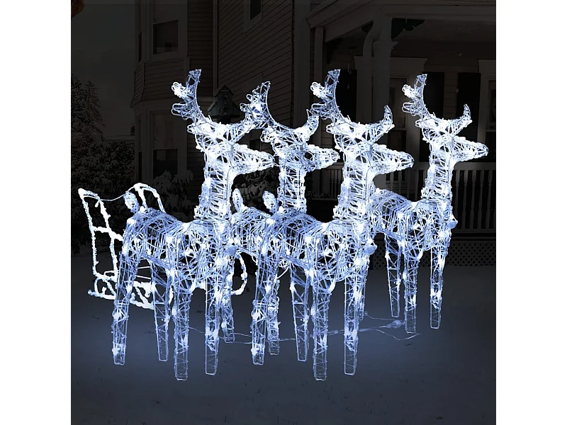 Kerstversiering rendieren en slee 240 LED's acryl