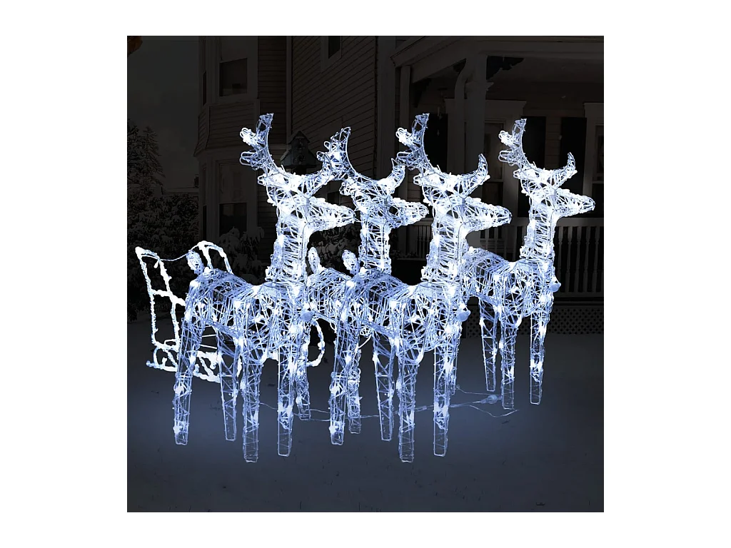 Décoration de Noël avec Rennes et traîneau 240 LED Acrylique