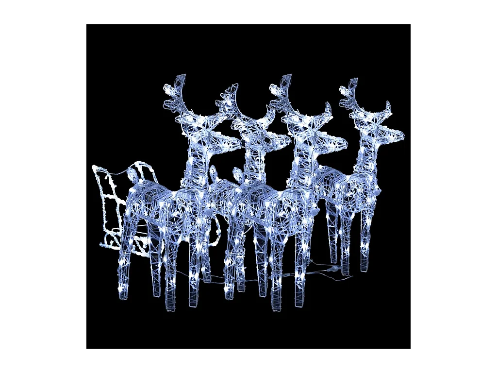 Décoration de Noël avec Rennes et traîneau 240 LED Acrylique