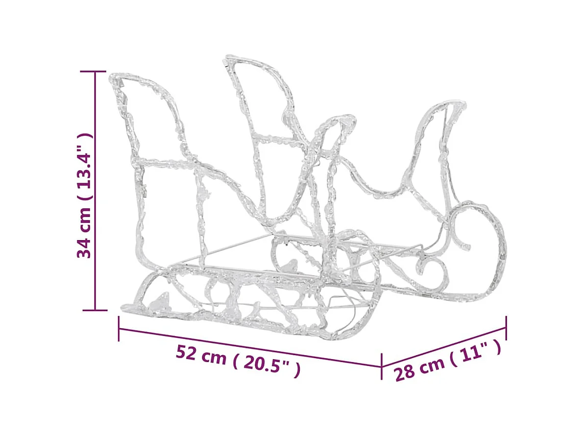 Décoration de Noël avec Rennes et traîneau 240 LED Acrylique