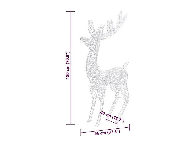 Renos de Navidad acrílico 250 LED 3 uds blanco cálido 180 cm