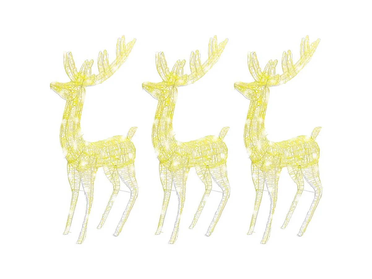 Rennes de Noël XXL Acrylique 250 LED 3 pcs 180 cm Blanc chaud