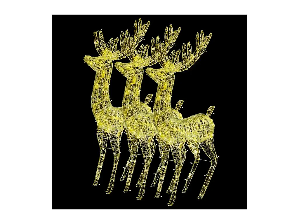 Rennes de Noël XXL Acrylique 250 LED 3 pcs 180 cm Blanc chaud