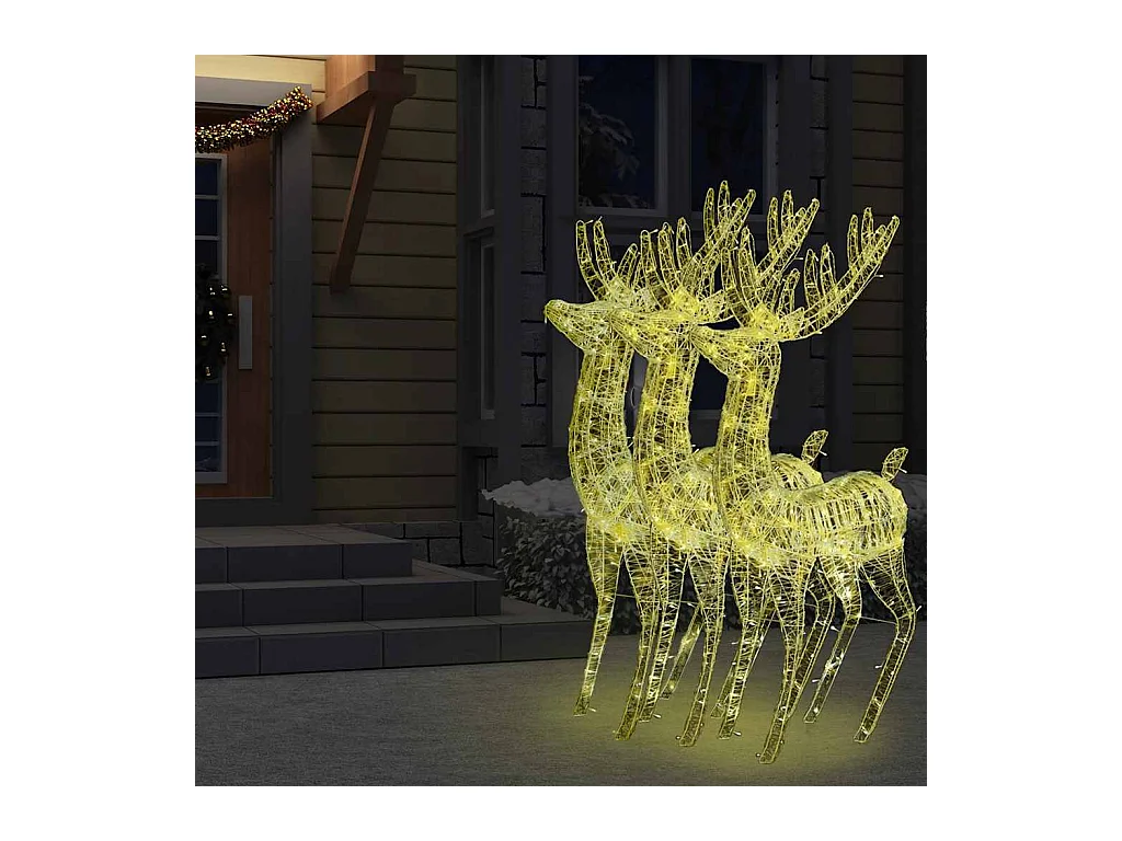Rennes de Noël XXL Acrylique 250 LED 3 pcs 180 cm Blanc chaud