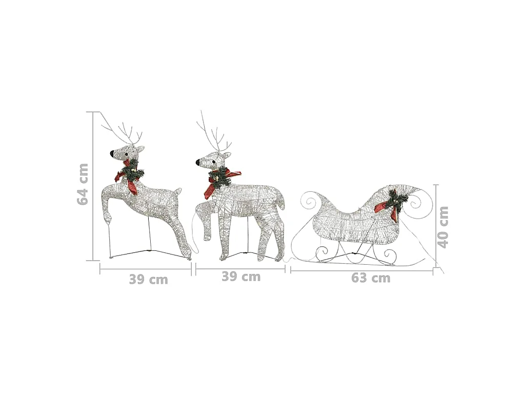 Kerstdecoratie rendieren en slee 60 LED's goudkleurig