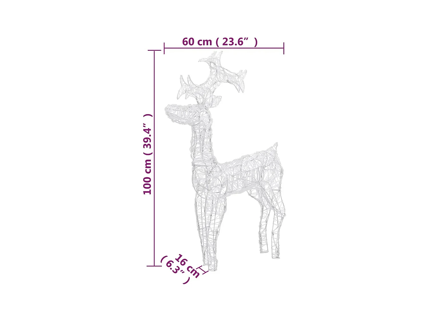 Décorations de Noël de renne 3 pcs 60x16x100 cm Acrylique