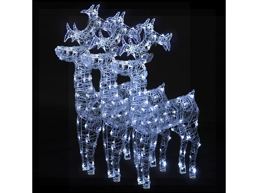 Renas decorativas de Natal 3 pcs 60x16x100 cm acrílico