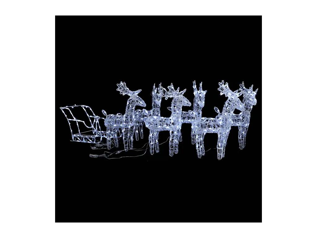 Décoration de Noël Rennes et traîneau 320 LED Acrylique