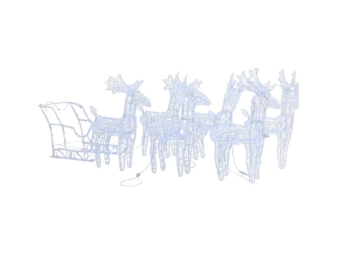 Décoration de Noël Rennes et traîneau 320 LED Acrylique