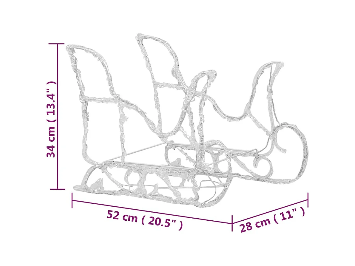 Décoration de Noël Rennes et traîneau 320 LED Acrylique