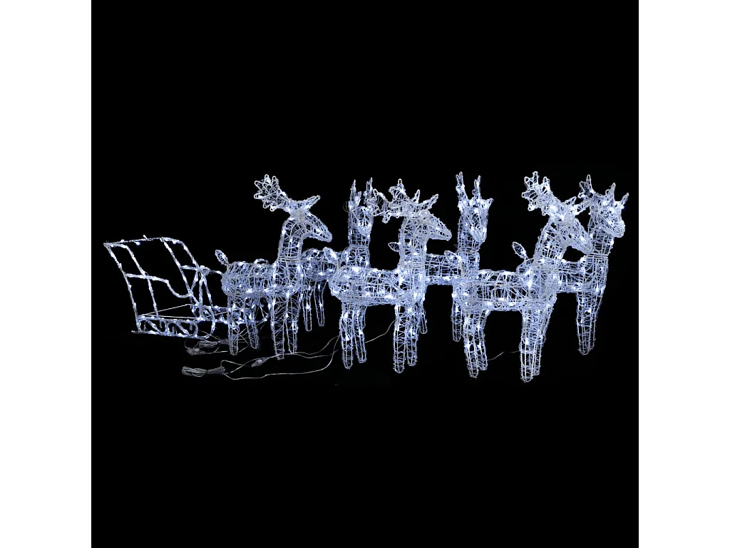 Décoration de Noël Rennes et traîneau 320 LED Acrylique