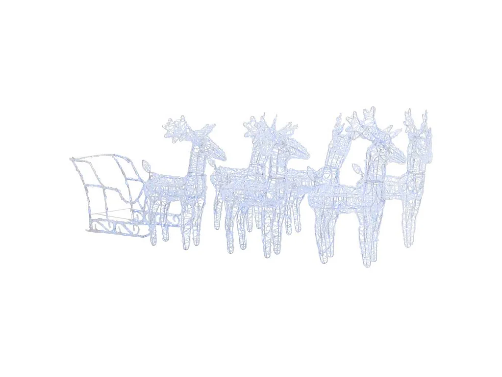 Décoration de Noël Rennes et traîneau 320 LED Acrylique
