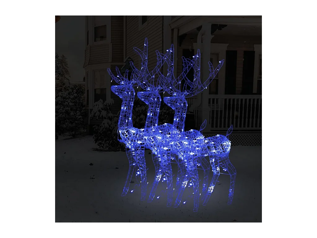 Décorations de Noël de renne Acrylique 3 pcs 120 cm Bleu
