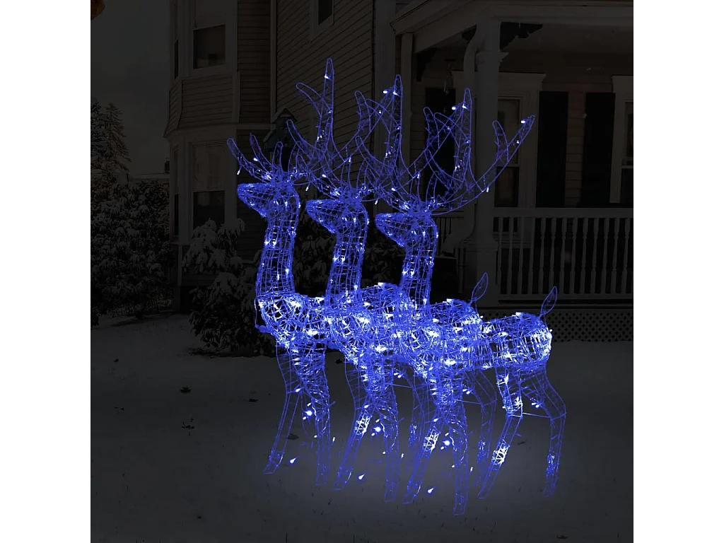 LED-Rentiere 3 Stk. Acryl 120 cm Blau