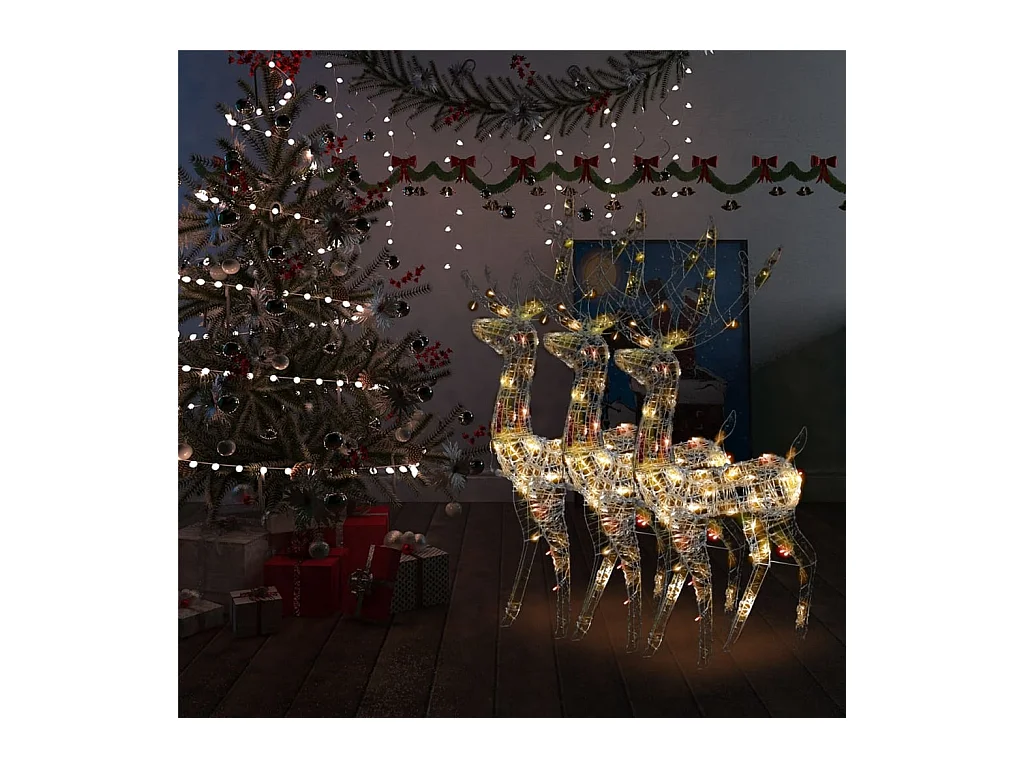 Décorations de Noël de renne Acrylique 3 pcs 120 cm Multicolore