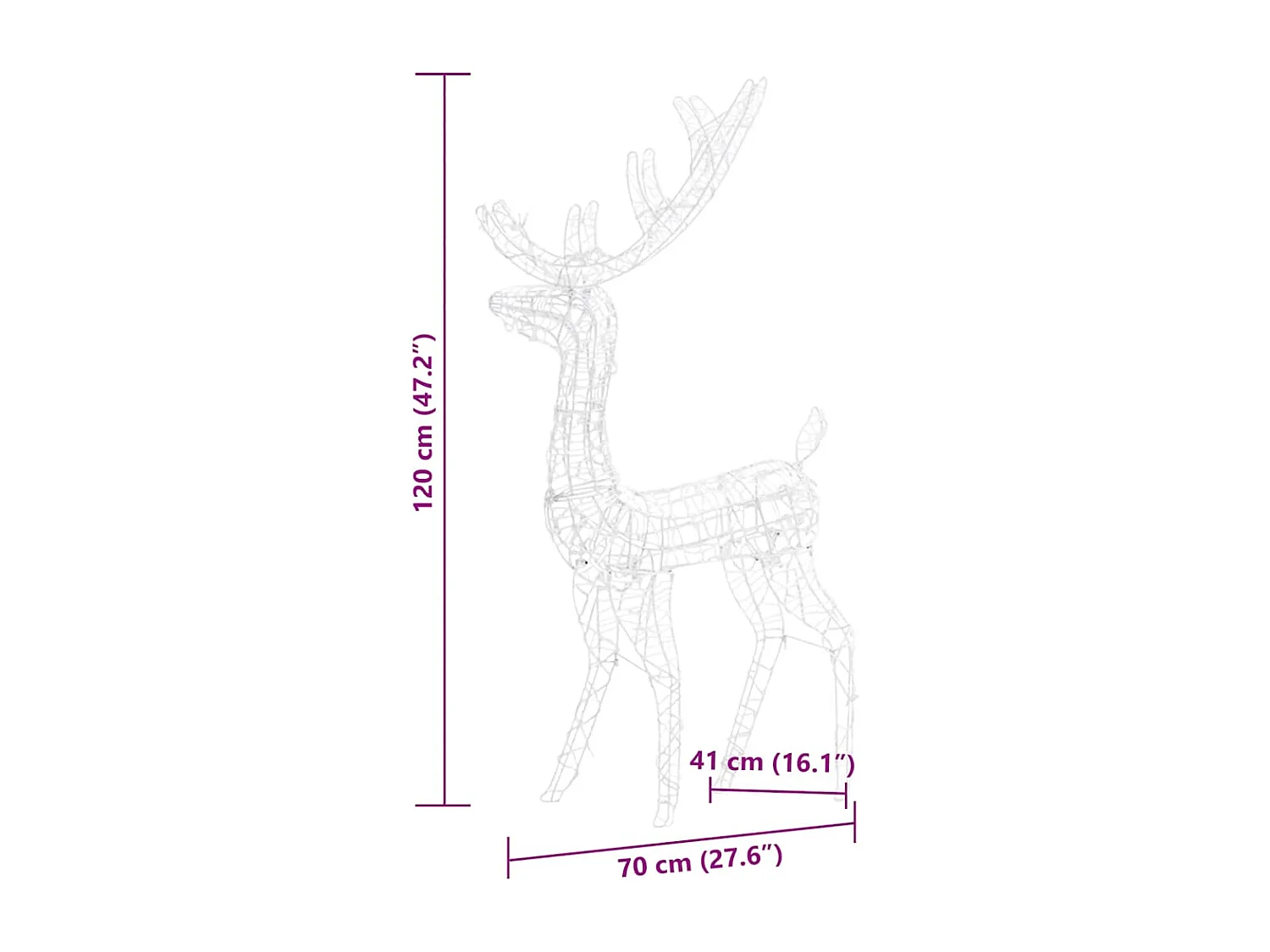 Décorations de Noël de renne Acrylique 3 pcs 120 cm Multicolore