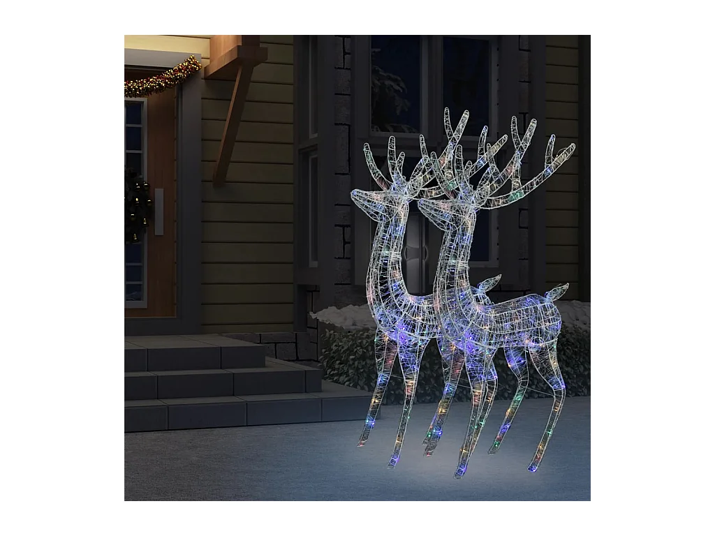Rennes de Noël XXL Acrylique 250 LED 2 pcs 180 cm Multicolore