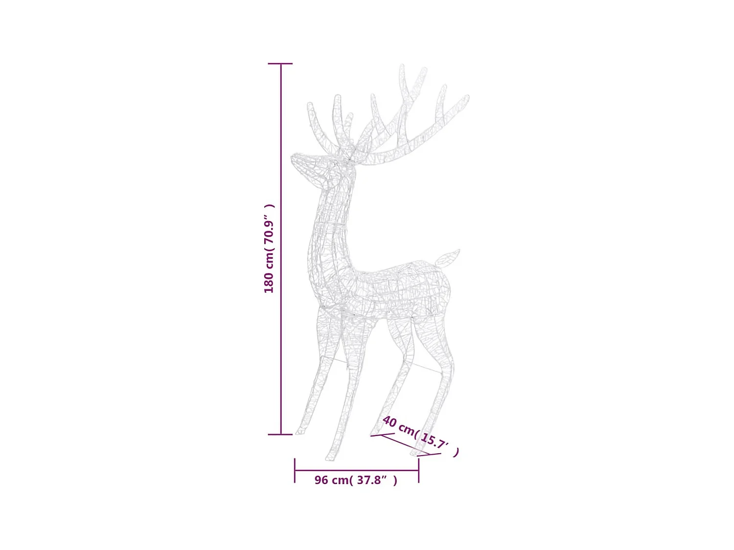 Rennes de Noël XXL Acrylique 250 LED 2 pcs 180 cm Multicolore