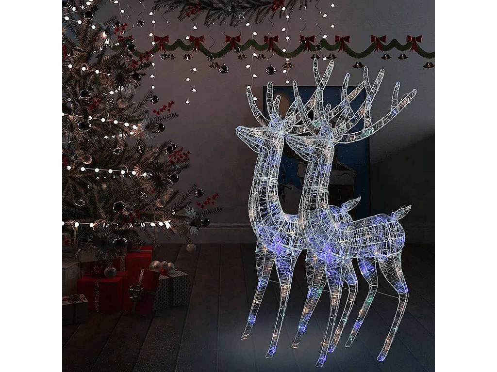 Renne di Natale XXL in Acrilico 250 LED 2 pz 180 cm Multicolore