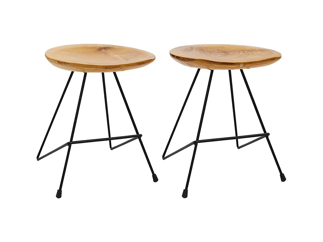 Tabourets lot de 2 bois de teck massif