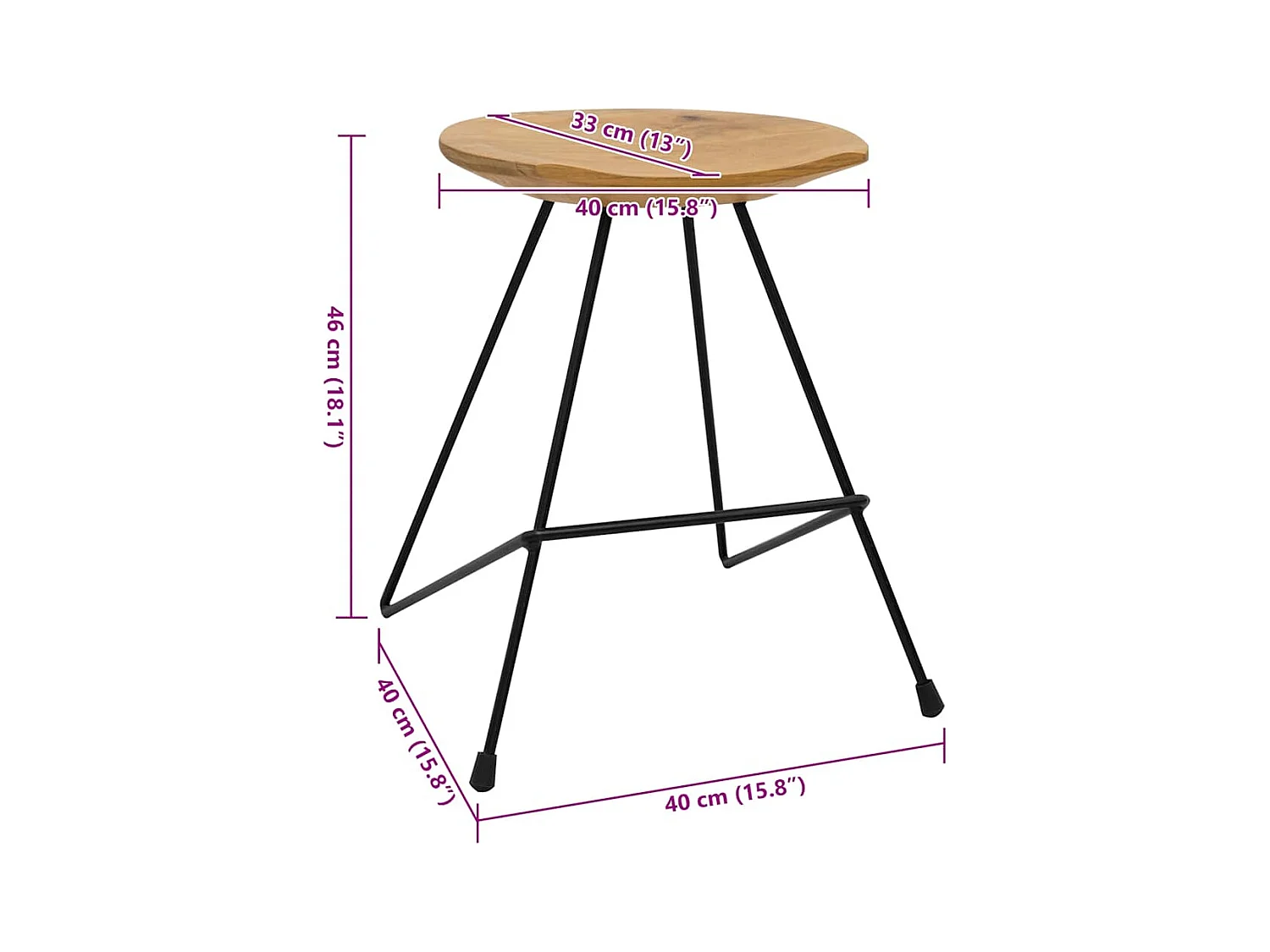 Tabourets lot de 2 bois de teck massif