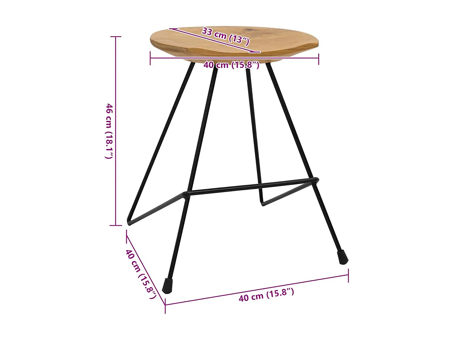 Tabourets lot de 2 bois de teck massif