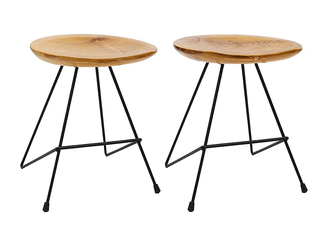 Hocker 2 Stk. Teak Massivholz