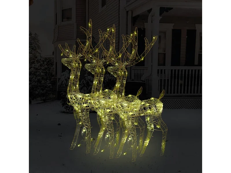 Kerstversieringen rendier 3 st 120 cm acryl warmwit