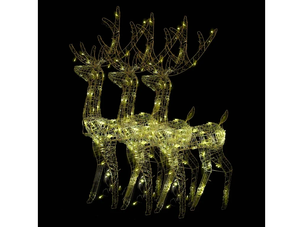 Decorazioni Natalizie Renne in Acrilico 3 pz 120cm Bianco Caldo