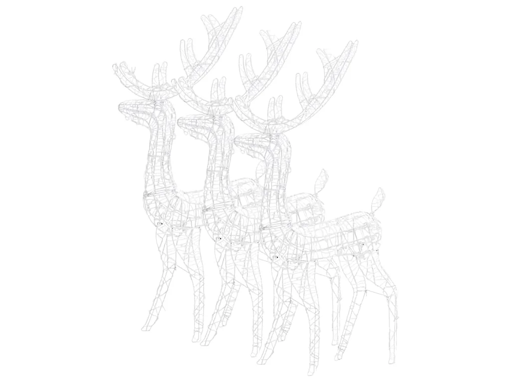 Décorations de Noël de renne Acrylique 3 pcs 128 cm Blanc chaud